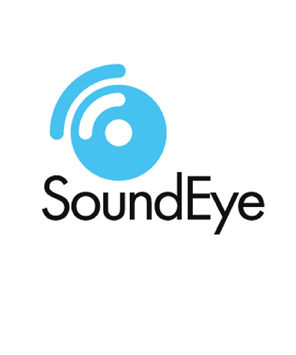 Blue circular wave icon with text SoundEye.